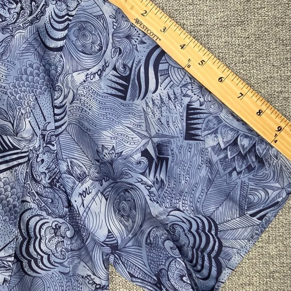 VINTAGE 70'S LILLY DACHÉ CALIFORNIA TOP – WOMEN'S SIZE L – BLUE ABSTRACT PRINT